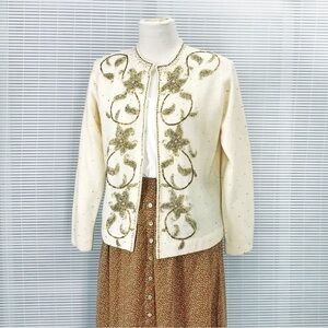 Charles & Co Beige Wool Vintage Cardigan Vintage